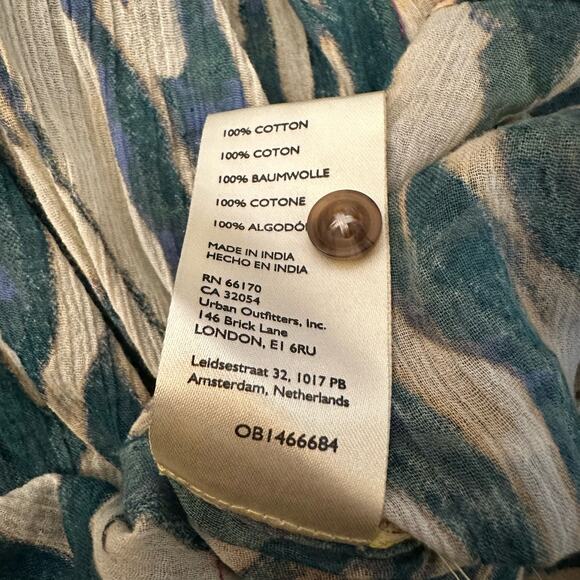 Pilcro Anthropologie cream & teal striped button down long sleeve shirt size XS - Picture 10 of 13